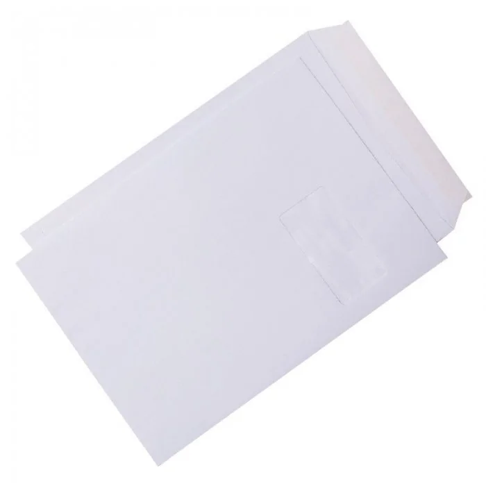 Plic Cu Fereastra Adeziv Siliconic, Dimensiuni 229 x 324 mm, Dimensiune Fereastra 50 x 100 mm, Pozitie Fereastra Dreapta, Cul...