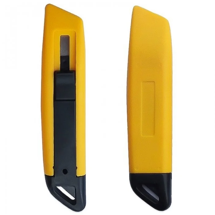 Cutter Retractabil Pentru Hartie Utilizare Intensa, Lama Metal, Culoare Galben, Siguranta DA, Suport Plastic-Accesorii Depozit