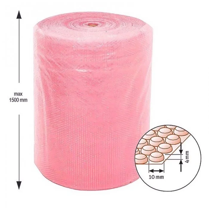 Folie Cu Bule Mici Roz Latime 1000 mm, Lungime 100 m, Straturi 2, Grosime 60 my, Culoare Roz-Folie Cu Bule De Aer Mici