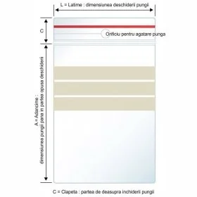 Pungi Plastic Fermoar Si Benzi De Scriere Dimensiuni mm (l x L) 180 x 250, Grosime 60 my, Culoare Transparent, Buc / Pachet 1...