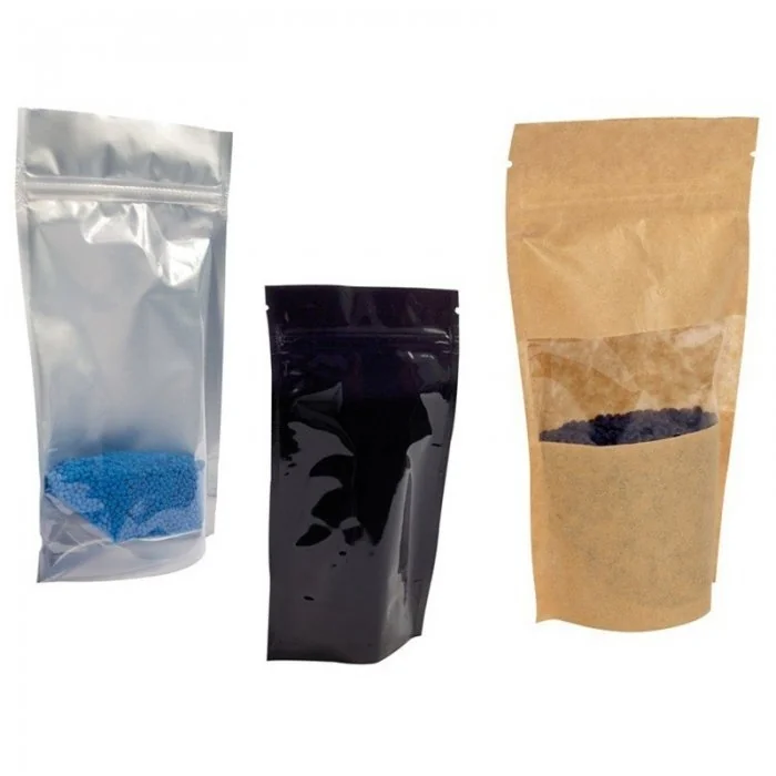 Pungi Stand Up Cu Inchidere Fermoar, 500 buc/pachet Tip Punga Hartie / AL / PE, Lungime 125 mm, Latime 85 mm, Clapeta Sigilar...