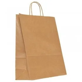 Pungi Hartie Cu Maner Rasucit, Alb/Natur Dimensiuni 250 x 110 x 370 mm, Tip Maner Sfoara, Material Hartie 90 gr/m2, Culoare N...