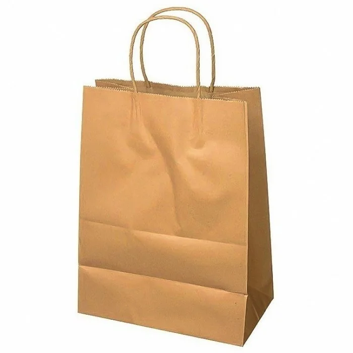 Pungi Hartie Cu Maner Rasucit, Alb/Natur Dimensiuni 250 x 110 x 370 mm, Tip Maner Sfoara, Material Hartie 90 gr/m2, Culoare N...