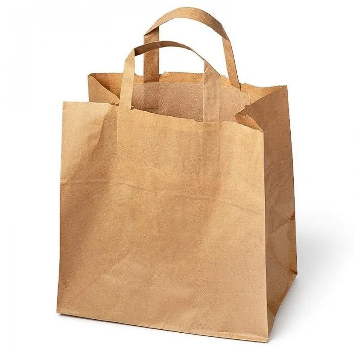 Pungi Hartie Cu Maner Plat, Hartie Kraft Natur 70g/mp Dimensiuni cm (L × l × h) 40 X 18 X 40, Tip Maner Flat, Material Hartie...