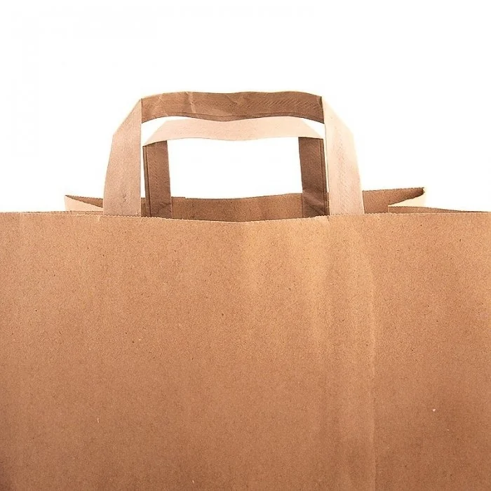 Pungi Hartie Cu Maner Plat, Hartie Kraft Natur 70g/mp Dimensiuni cm (L × l × h) 32 X 18 X 40, Tip Maner Flat, Material Hartie...