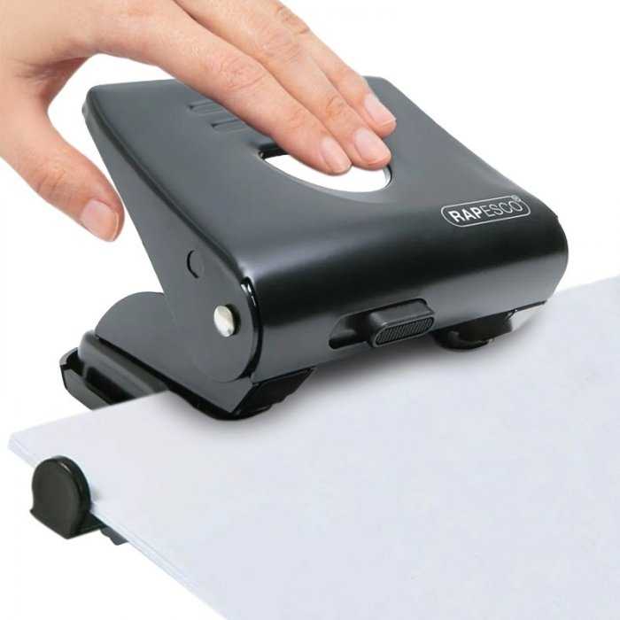 Perforator metalic Rapesco, 25 coli, negru Perforeaza pana la 25 de coli, Numar perforatii 2, Culoare Negru-Perforatoare