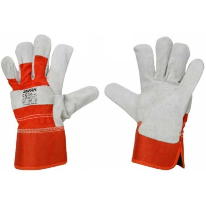 Manusi de lucru FUJI Marime 10/XL, Material piele despicata-tesatura denim, Greutate 90GR/Manusa gr, Culoare piele alba-tesat...